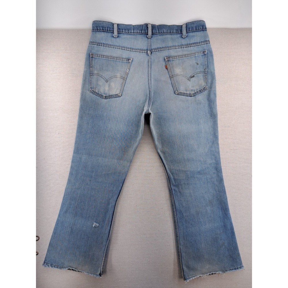 Vintage Levis 517 Jeans Mens 37x30 Blue Distressed Fade Made USA Orange Tab W37"
